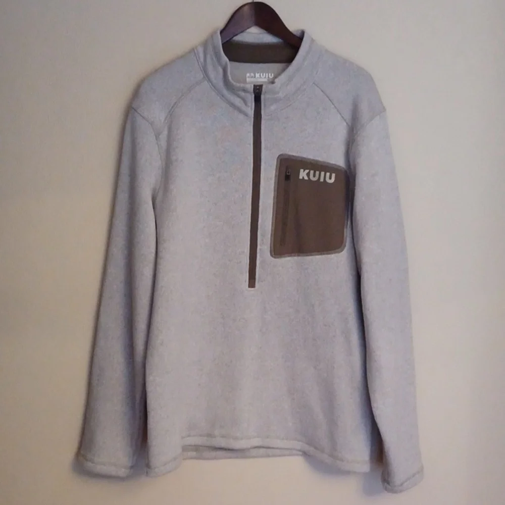 KUIU Base Camp High Loft Sweater Fleece Half Zip Pullover SZ XXL Tan Brown NEW_3